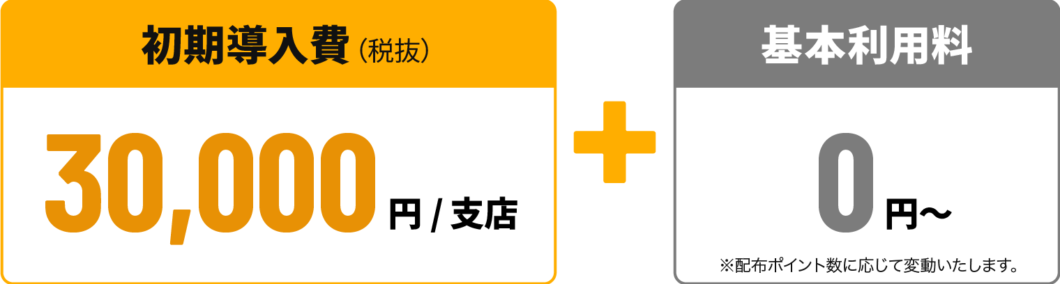 初期導入費 30,000円/支店 + 基本利用料 0円~
